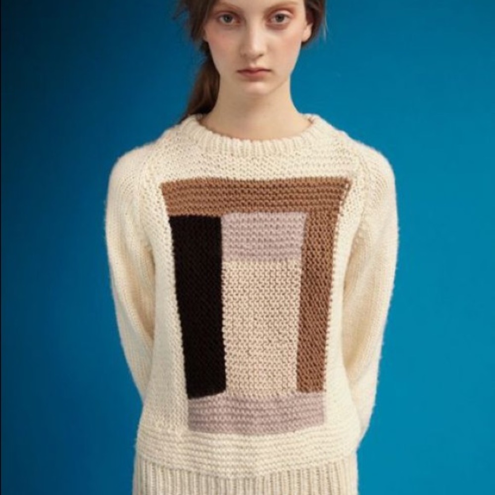 RODARTE hand knit log cabin geometric sweater